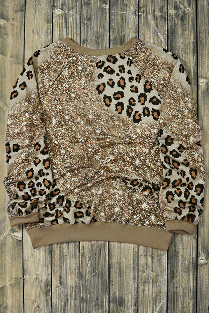 Gebleichtes Langarm-Top mit Leopardenmuster