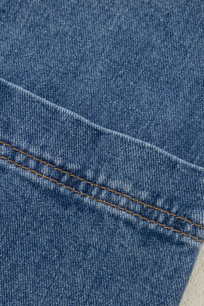 Segelblaue Jeansjacke mit Seitentaschen und Reverskragen