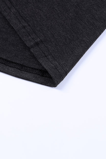 Schwarzes gestreiftes Langarm-Minikleid mit Leopardenmuster