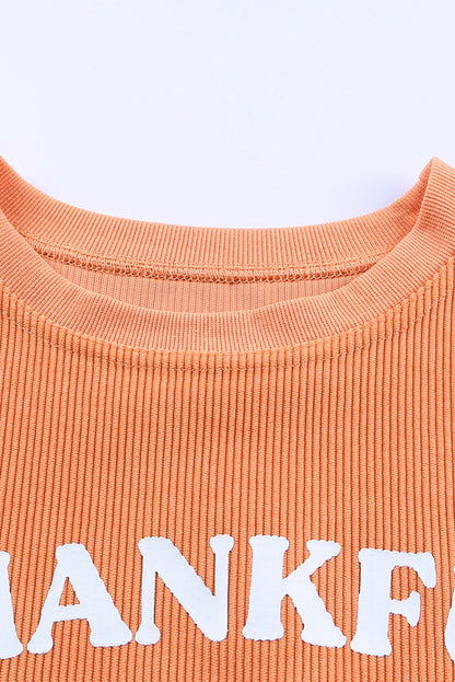 Oranges Sweatshirt mit THANKFUL-Buchstabengrafik