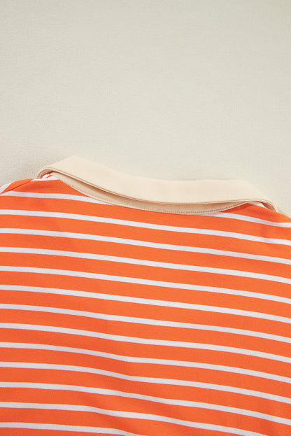 Orangefarbenes Sweatshirt mit Farbblockdesign und lockerer Passform, Kragen und überschnittenen Schultern