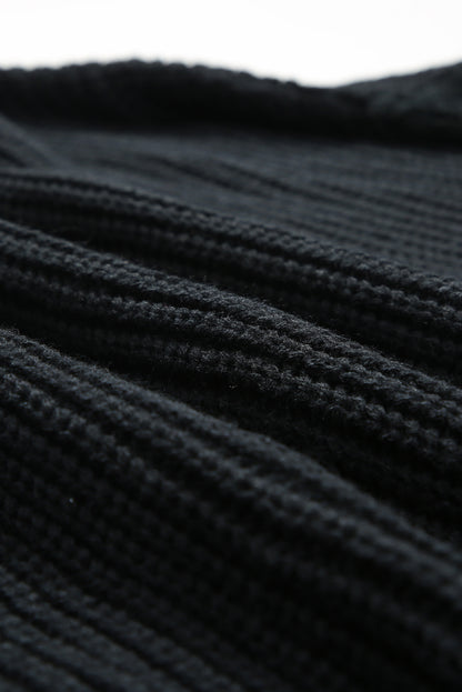 Schwarzer, lockerer Pullover mit Häkelmuster und Glockenärmeln