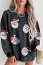 Schwarzes Weihnachts-Sweatshirt mit Pailletten und Weihnachtsmann-Kordel