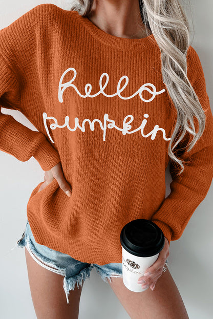 Pullover mit Flamingo- und Kürbis-Grafik