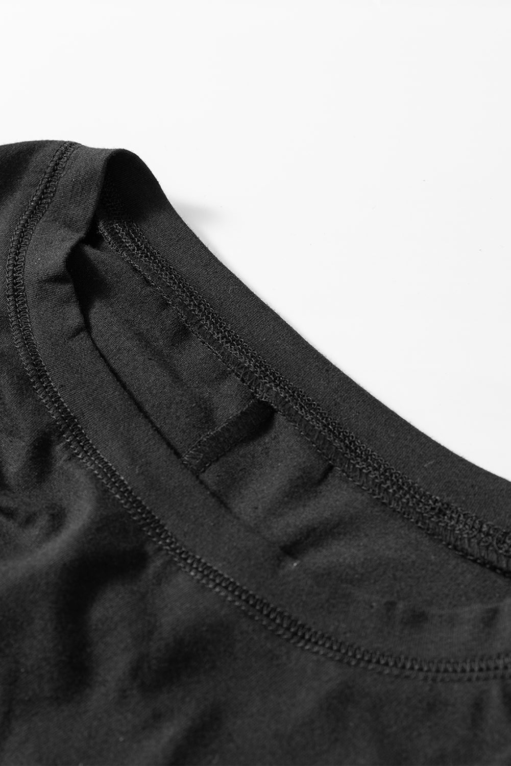 Schwarzes, einfarbiges Basic-Tunika-T-Shirt mit Rundhalsausschnitt