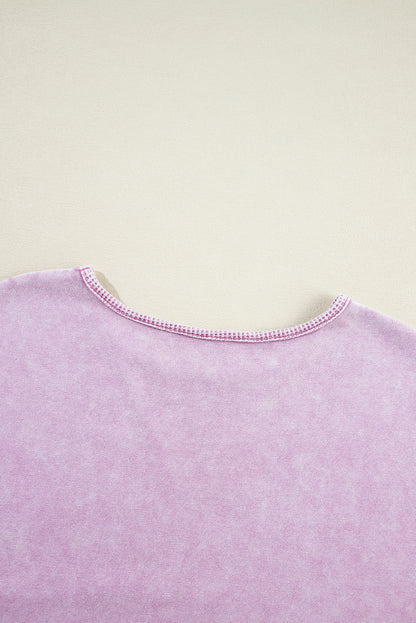 Orchid Petal Mineral Wash Pullover mit überschnittener Schulter