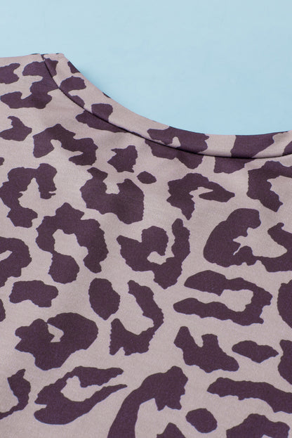 Schwarzes Sweatshirt mit Leoparden-Patchwork und Schlitzen im Bischofsärmel-Stil