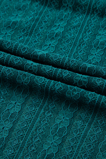 Evergreen Sheer Lace Balloon Sleeve Babydoll Blouse