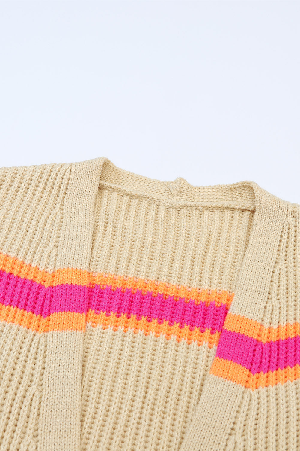 Gerippter, langer Cardigan mit Streifenmuster