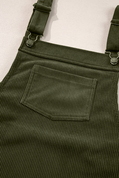 Vineyard Green – Ärmelloses Cord-Overallkleid mit einfarbigen Vordertaschen
