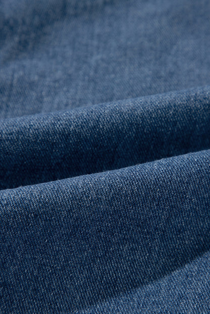 Segelblaue Jeansjacke mit Seitentaschen und Reverskragen