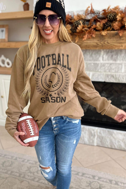 Khakifarbenes Rugby-Sweatshirt mit Grafik für den Spieltag