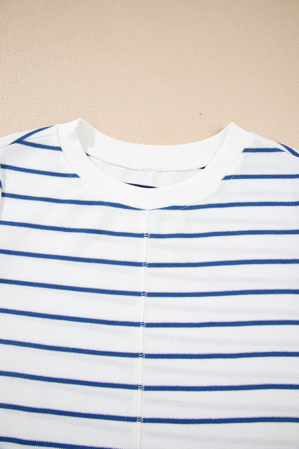 Sail Blue Striped Long Sleeve Top Drawstring Wide Leg Pants 2pcs Outfit