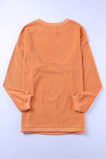 Oranges Sweatshirt mit THANKFUL-Buchstabengrafik