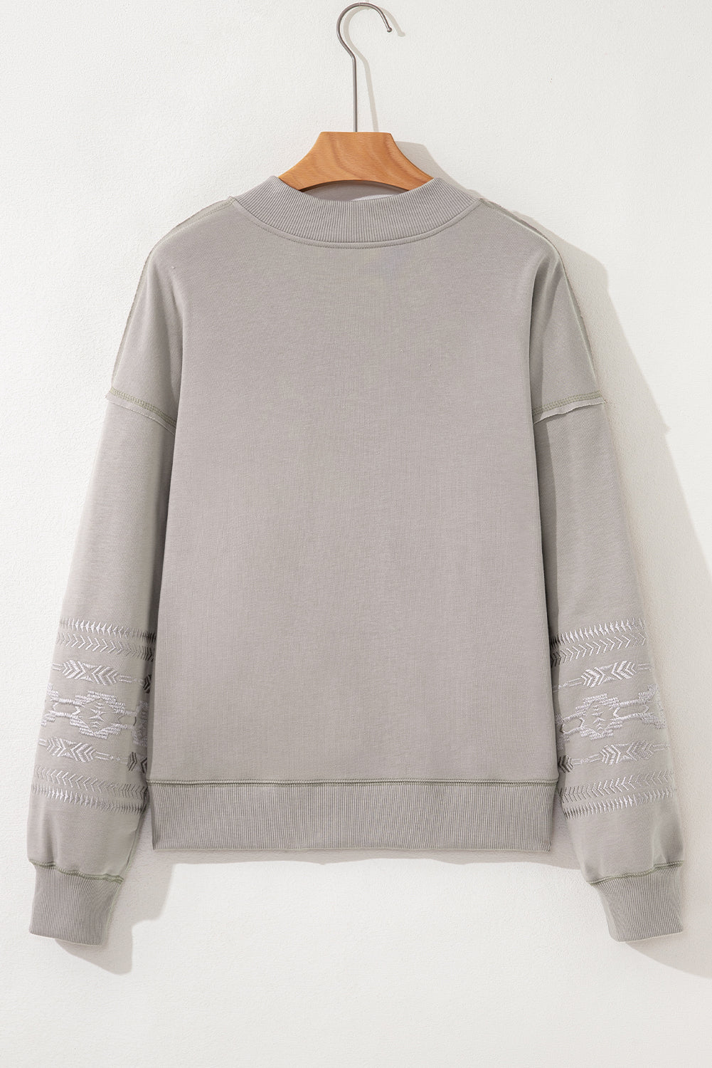 Parchment Aztec Embroidered Western V Neck Sweatshirt