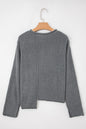Medium Grey Raw Edge Uneven Hem Patchwork Drop Shoulder Sweater