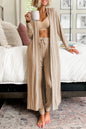 Lounge-Set aus langem Cardigan mit Schlitz und Skinny-Hose aus Pergament