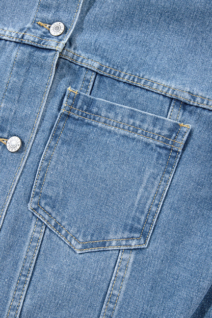 Wild Wind Washed Oversize-Jeansjacke mit Taschen
