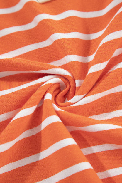 Orangefarbenes Sweatshirt mit Farbblockdesign und lockerer Passform, Kragen und überschnittenen Schultern
