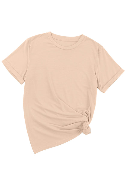 Khakifarbenes, lässiges T-Shirt mit Rundhalsausschnitt