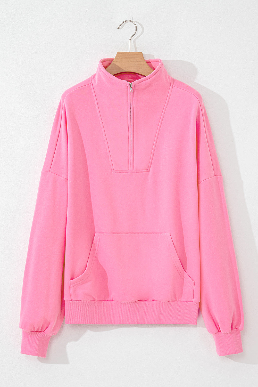 Bonbon Sweatshirt mit Reißverschluss und Stehkragen und Kängurutasche
