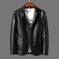 Leather Men's Autumn And Winter Jacket Thin Lapel