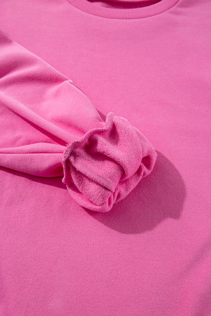 Bonbon – Einfarbiges Sweatshirt mit Fleecefutter und überschnittener Schulterpartie und hohem Bund