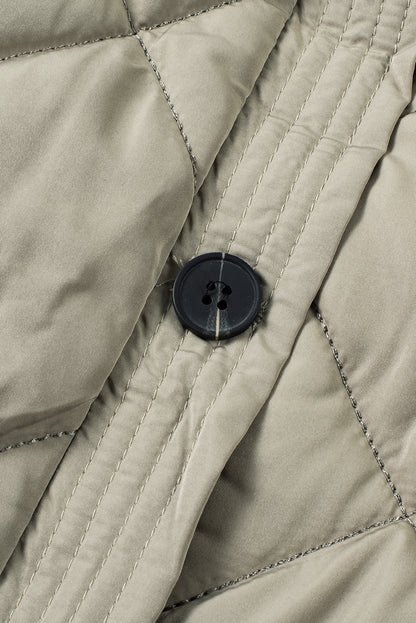 Grasgrüne, gesteppte, lange Weste mit Taschen