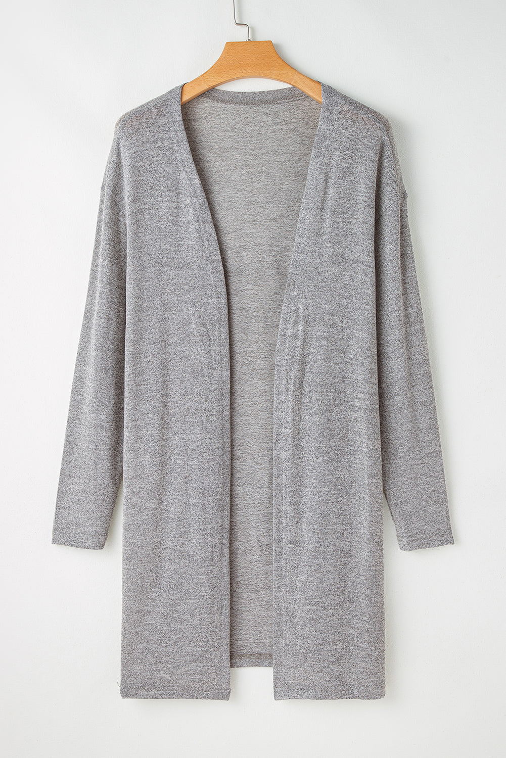 Leichte Strickjacke mit hoher Taille und offener Vorderseite in Volltonfarbe