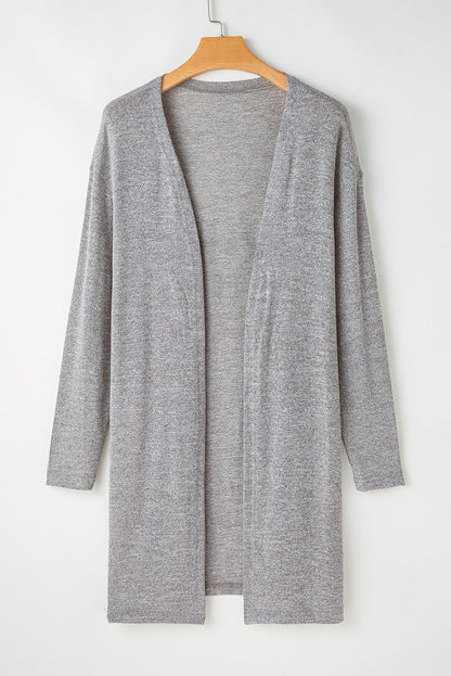 Leichte Strickjacke mit hoher Taille und offener Vorderseite in Volltonfarbe