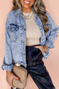 Beau Blue – Jeansjacke mit verwaschenen Pattentaschen im Vintage-Stil