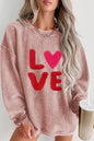 Rosa Sweatshirt mit Chenille-Stickerei und Kordel „Valentine LOVE“