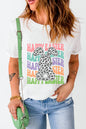 Weißes T-Shirt mit Rundhalsausschnitt und „Happy Easter“-Kaninchen-Print