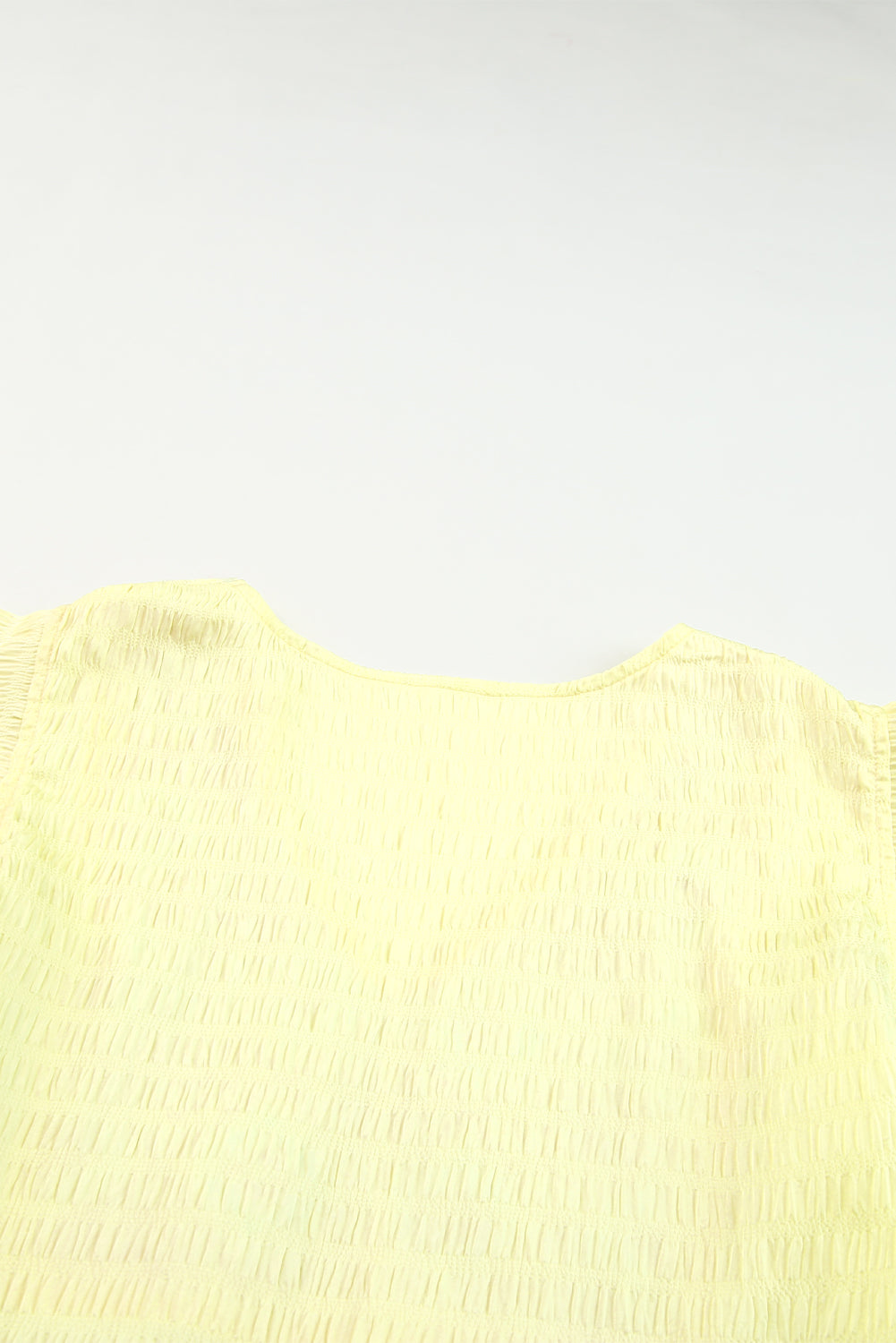 Yellow Geometric Embroidery Textured Top with Ruffles