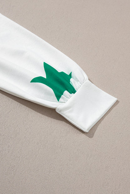Weißes Langarmtop mit Mardi Gras-Stern-Aufdruck