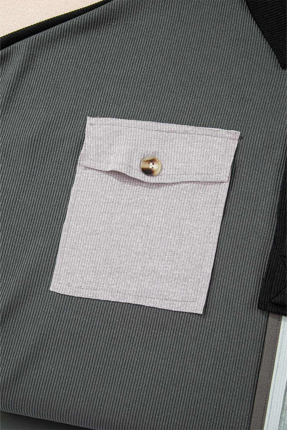Graues Oversize-Sweatshirt mit geripptem Kragen und Farbblockdesign