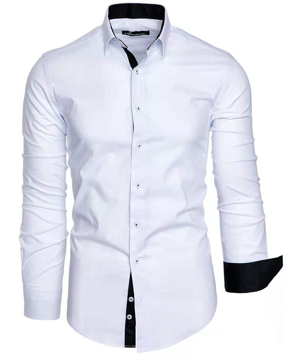 Casual Contrast Colored Tiansi Long Sleeved Men's Casual Shirt