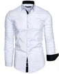 Casual Contrast Colored Tiansi Long Sleeved Men's Casual Shirt