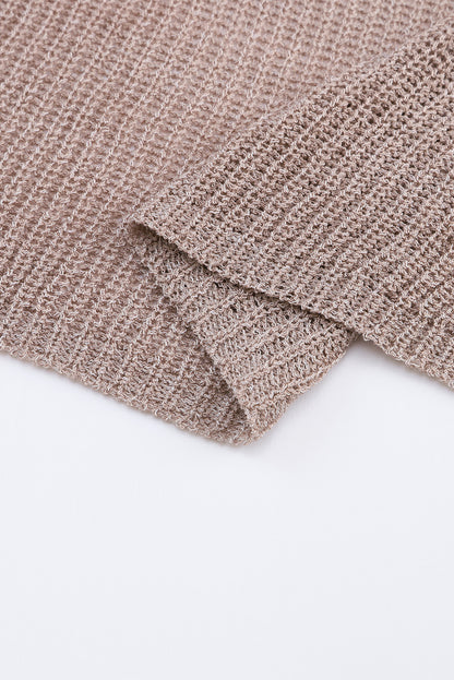 Grauer, lässiger Pullover mit Dolman-Ärmeln und hohem Bund