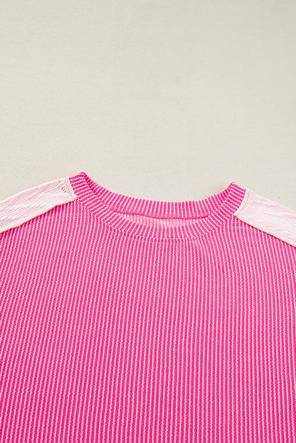 Bonbon – Sweatshirt mit Zopfmuster und sichtbaren Nähten in Colorblock-Optik