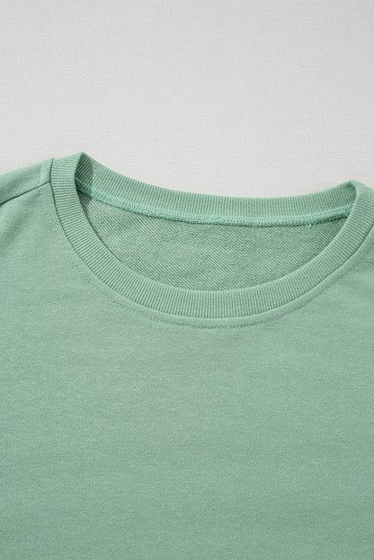 Moonlight Jade – Lockeres Sweatshirt mit Regenbogenstreifen an den Ärmeln und Rundhalsausschnitt