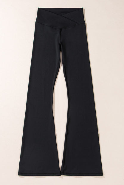 Schwarze, ausgestellte Leggings in V-Form mit hoher Taille