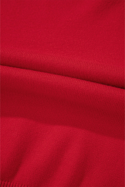 Feurig roter Perlenperlen-Freizeitpullover