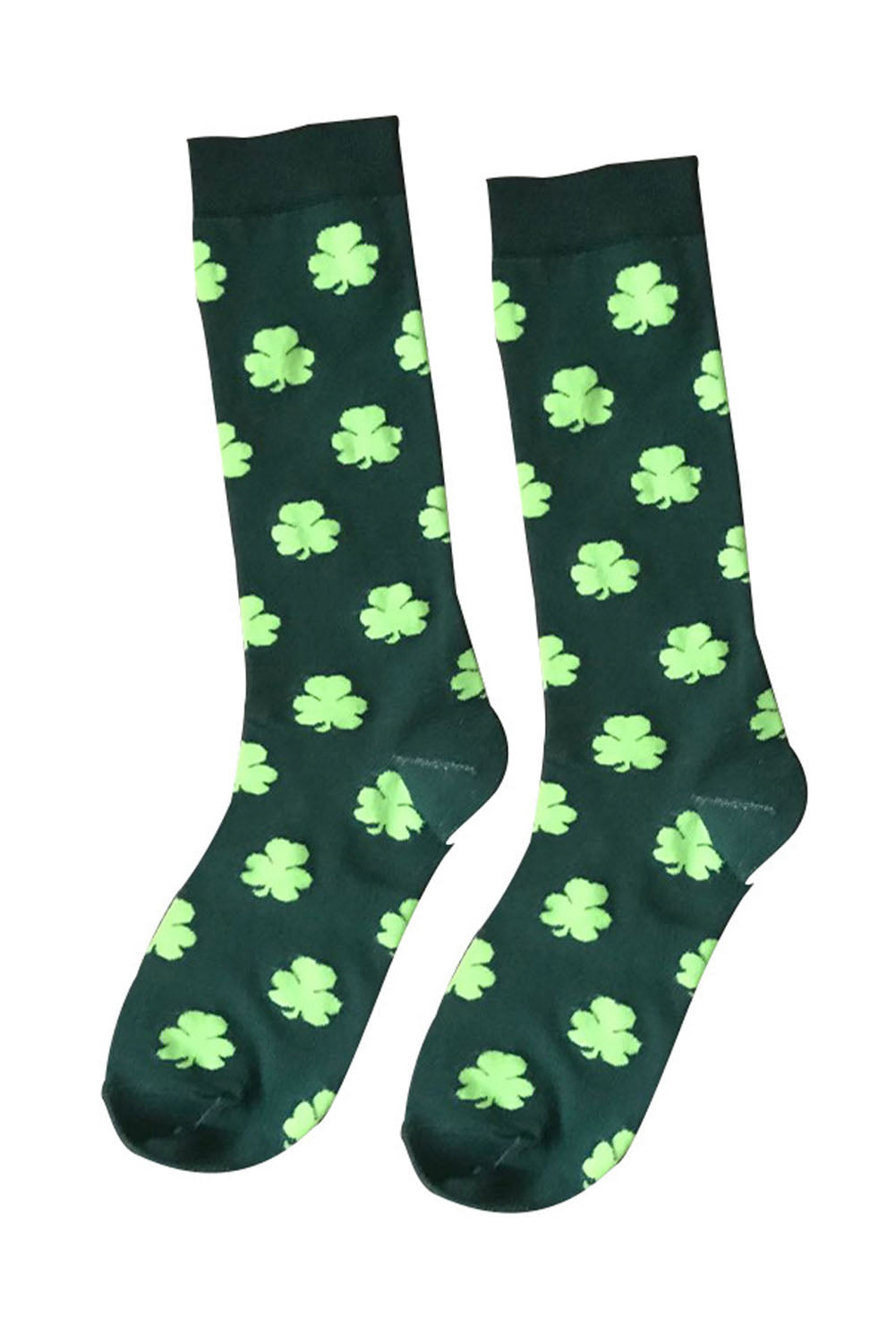 Dunkelgrüne Schlauchsocken mit St. Patricks Kleeblatt-Print