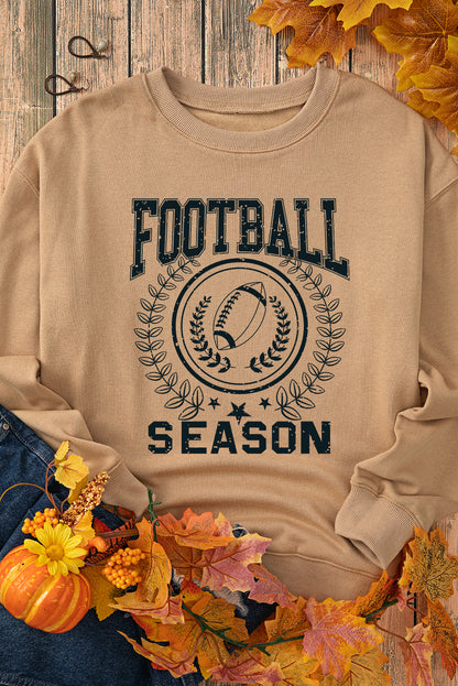 Khakifarbenes Rugby-Sweatshirt mit Grafik für den Spieltag