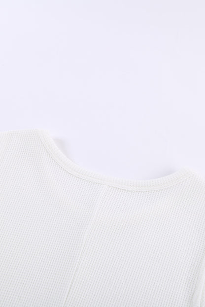 White Crew Neck Waffle Tank Top