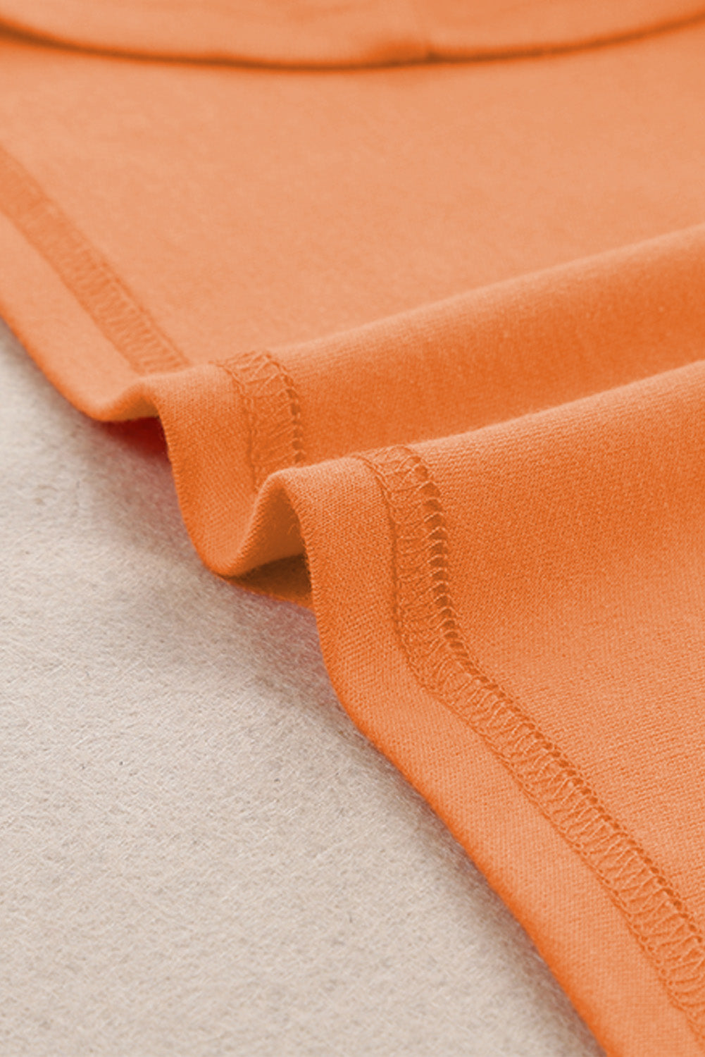 Orangefarbenes, schlichtes Langarm-Top mit Rundhalsausschnitt