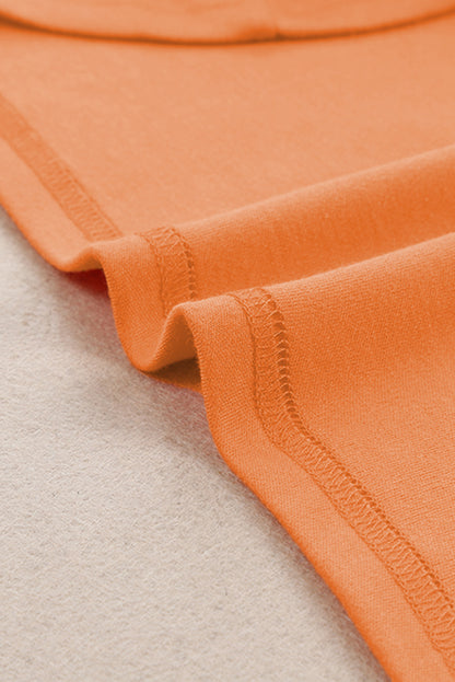 Orangefarbenes, schlichtes Langarm-Top mit Rundhalsausschnitt