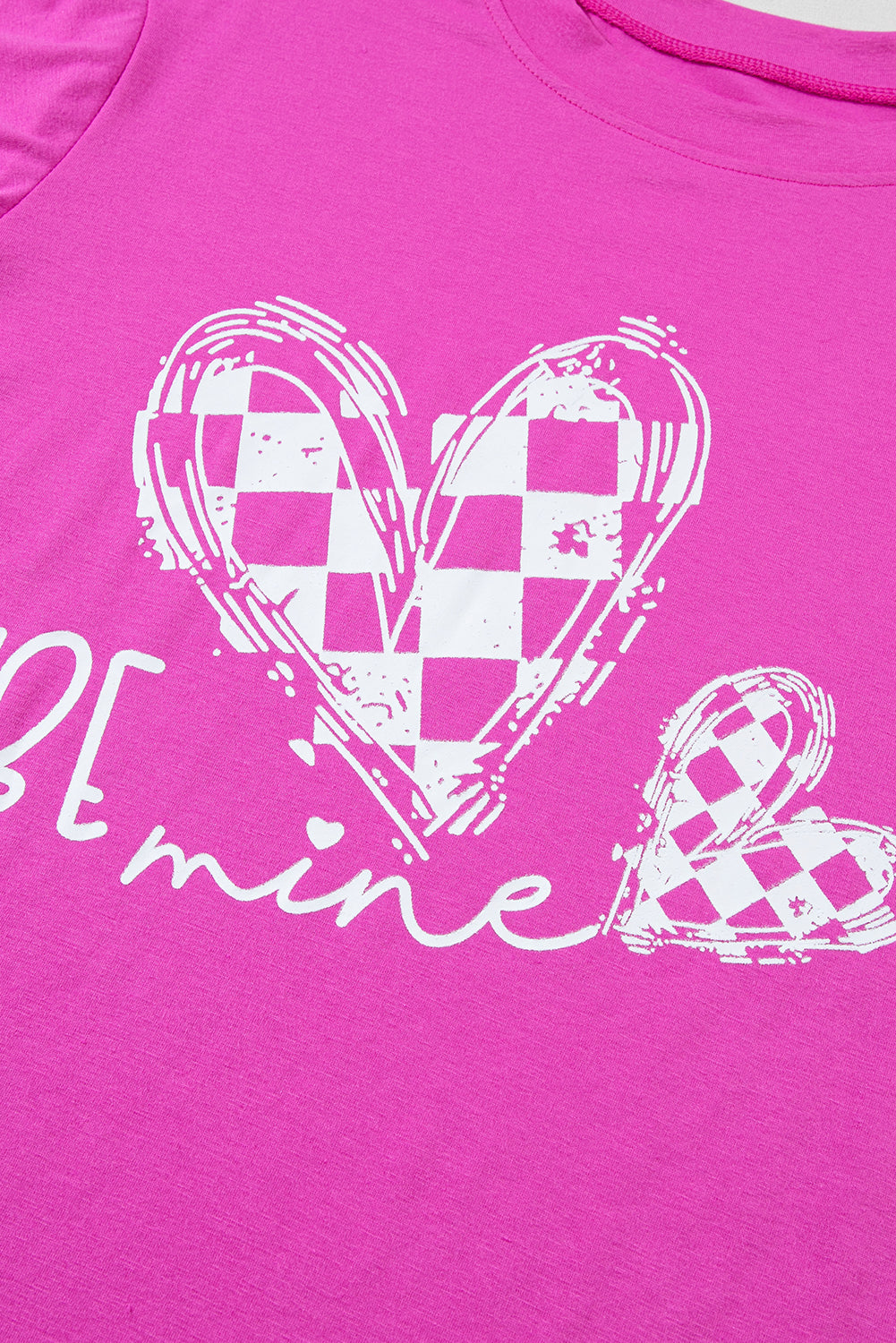 Hellrosa Lounge-Set mit T-Shirt und Hose mit „Be Mine“-Print