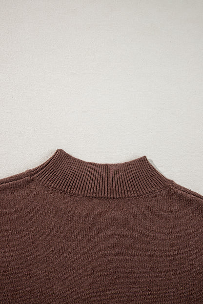 Kaffeefarbener Westernpullover mit Howdy Boot-Grafik und hohem Kragen
